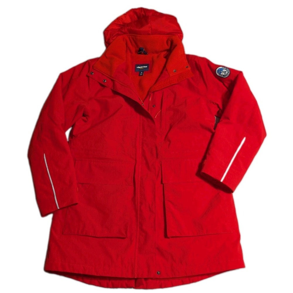 Lands' End Squall Parka Womens M Red Waterproof Insulated Hooded Winter Coat
